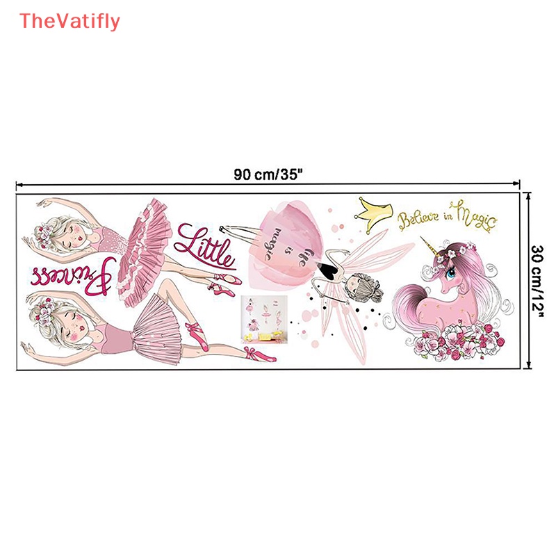 [Thevalifly] Sticker Dán Tường Phòng Bé Gái Múa Ba Lê Hoạt Hình Có Thể Tháo Rời
