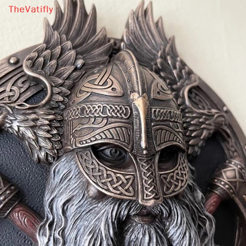 [Thevalifly] Tượng Trang Trí Tường Hình Hai Rìu Chiến Binh Viking Bằng Nhựa Resin Cổ Điển HOT