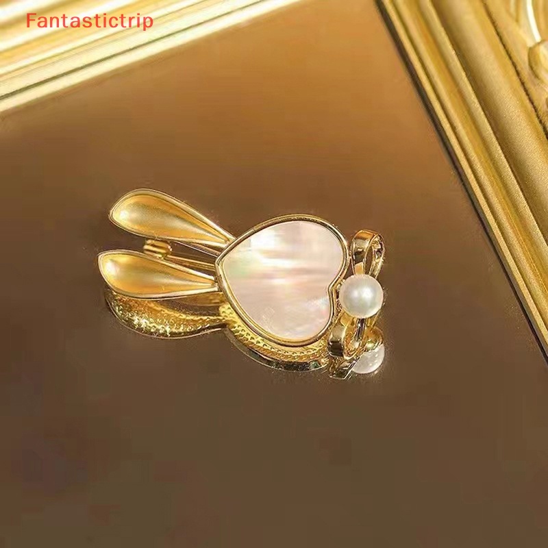 Ghim Cài Áo Hình Thỏ Nhỏ Đính Ngọc Trai Chống Mất Thiết Kế Tinh Tế Mới