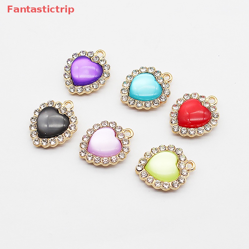 Phụ Kiện Trang Sức Treo Tường Hình Trái Tim Đính Đá 18MM Màu Vàng Phong Cách Hàn Quốc Mới