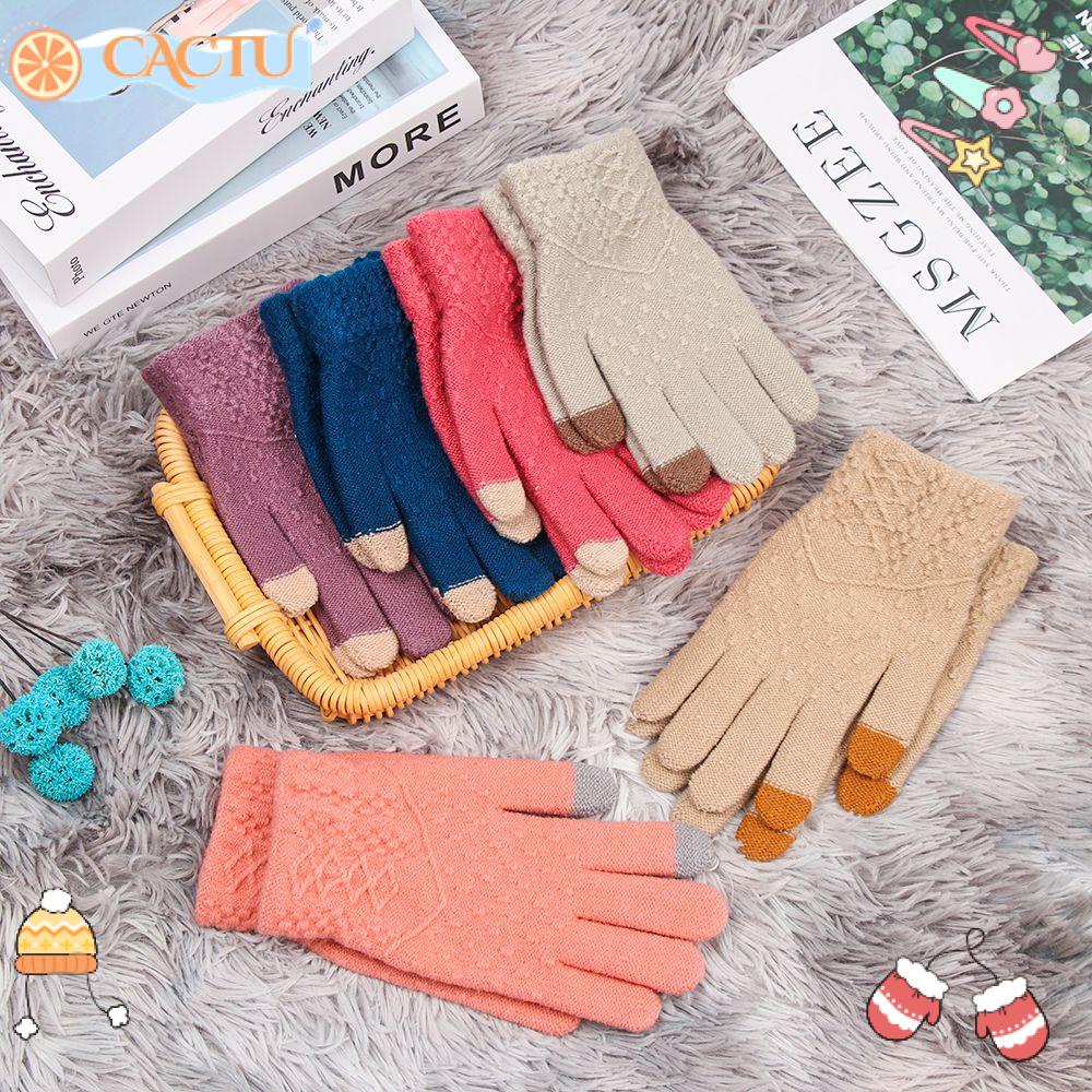 Găng Tay Dệt Kim Vải Mềm Co Giãn Thời Trang Mùa Đông