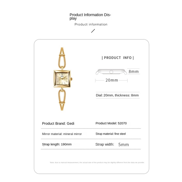 Đồng Hồ Đeo Tay Mặt Vuông Thiết Kế Đơn Giản Sáng Tạo Thời Trang Cho Nữ