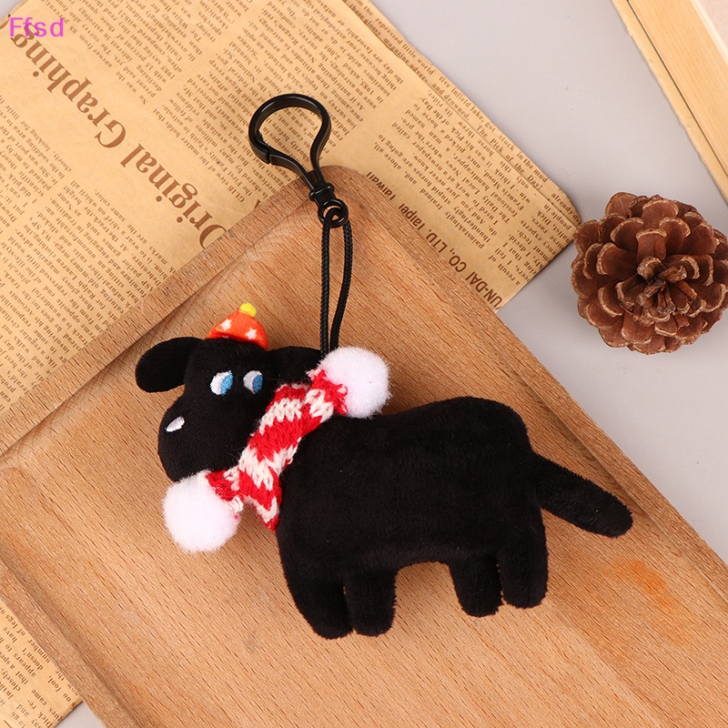 {Ffsd} Móc Khóa Xe Hơi / Ba Lô Hình Chú Chó Đen Nhồi Bông Sáng Tạo DIY