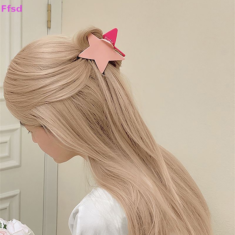 {Ffsd} Kẹp Tóc Acrylic Hình Ngôi Sao Năm Cánh Sáng Bóng Thời Trang Pentagram Y2k