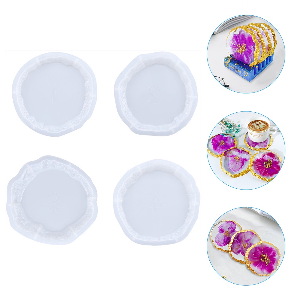 Set 4 Khuôn Silicone Làm Đế Lót Ly Hình Oval