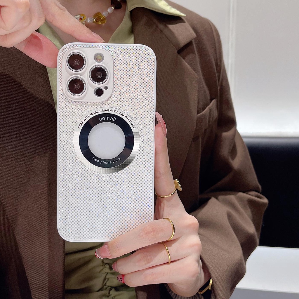 Ốp Điện Thoại PC Cứng Trong Suốt Đính Kim Cương Nhiều Màu Chống Rơi Cho iPhone 12 13 14 Pro Max