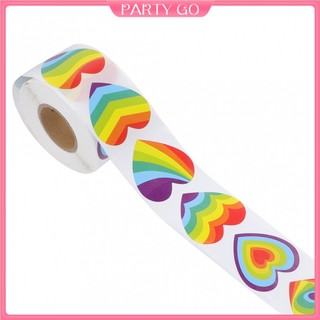 1 cuộn miếng dán hình trái tim màu cầu vồng lgbt