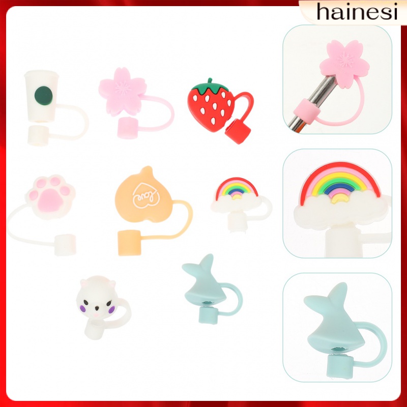 Set 8 Nắp Đậy Ống Hút Bằng Silicone Cao Su Mềm Cho Bé