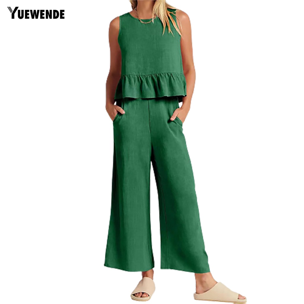 Ym.b Set 2 Bộ Trang Phục Viền Bèo Nhún Cho Nữ