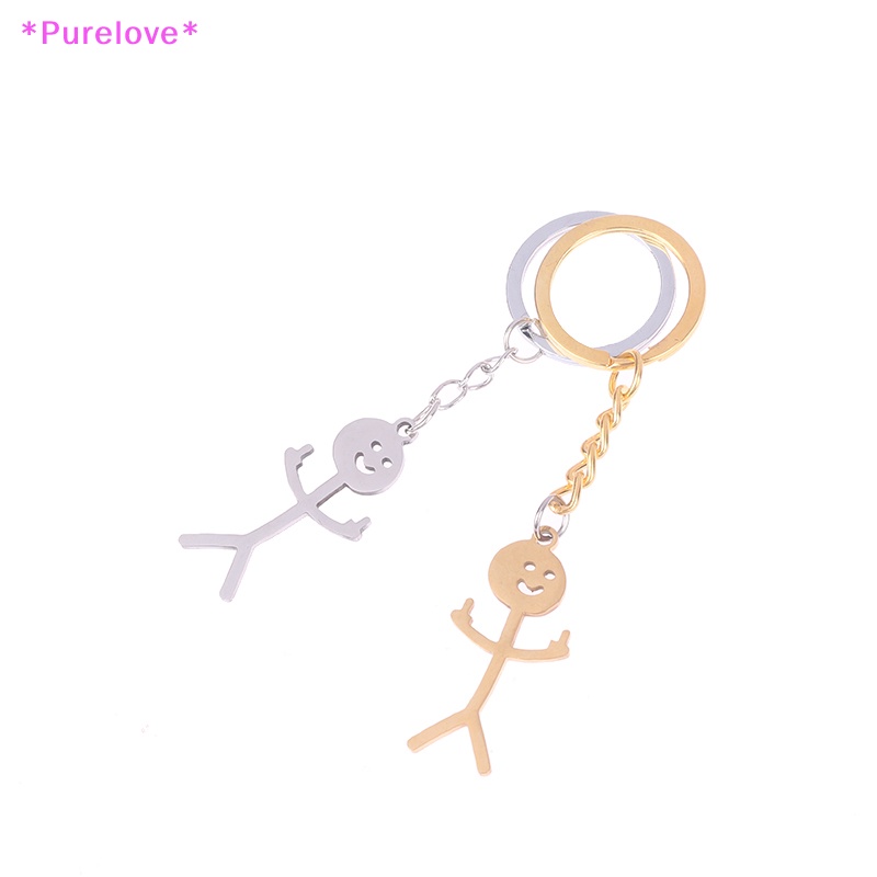 Móc Khóa Hình Người Nhỏ Bằng Thép Không Gỉ Mới