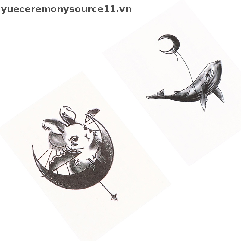 1 Miếng Dán Hình Xăm Tạm Thời Hình Hổ / Cá Voi / Mặt Trăng Cá Tính Dành Cho Học Sinh