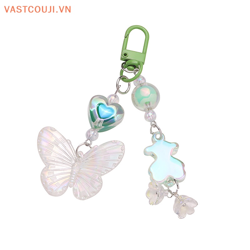 Móc Khóa Acrylic Màu Gradient Họa Tiết Bướm / Gấu Dễ Thương