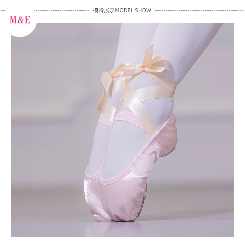 Giày Múa Ba Lê Cột Dây Ruy Băng Đế Mềm Phẳng Chuyên Nghiệp Cho Người Mới Bắt Đầu 2023