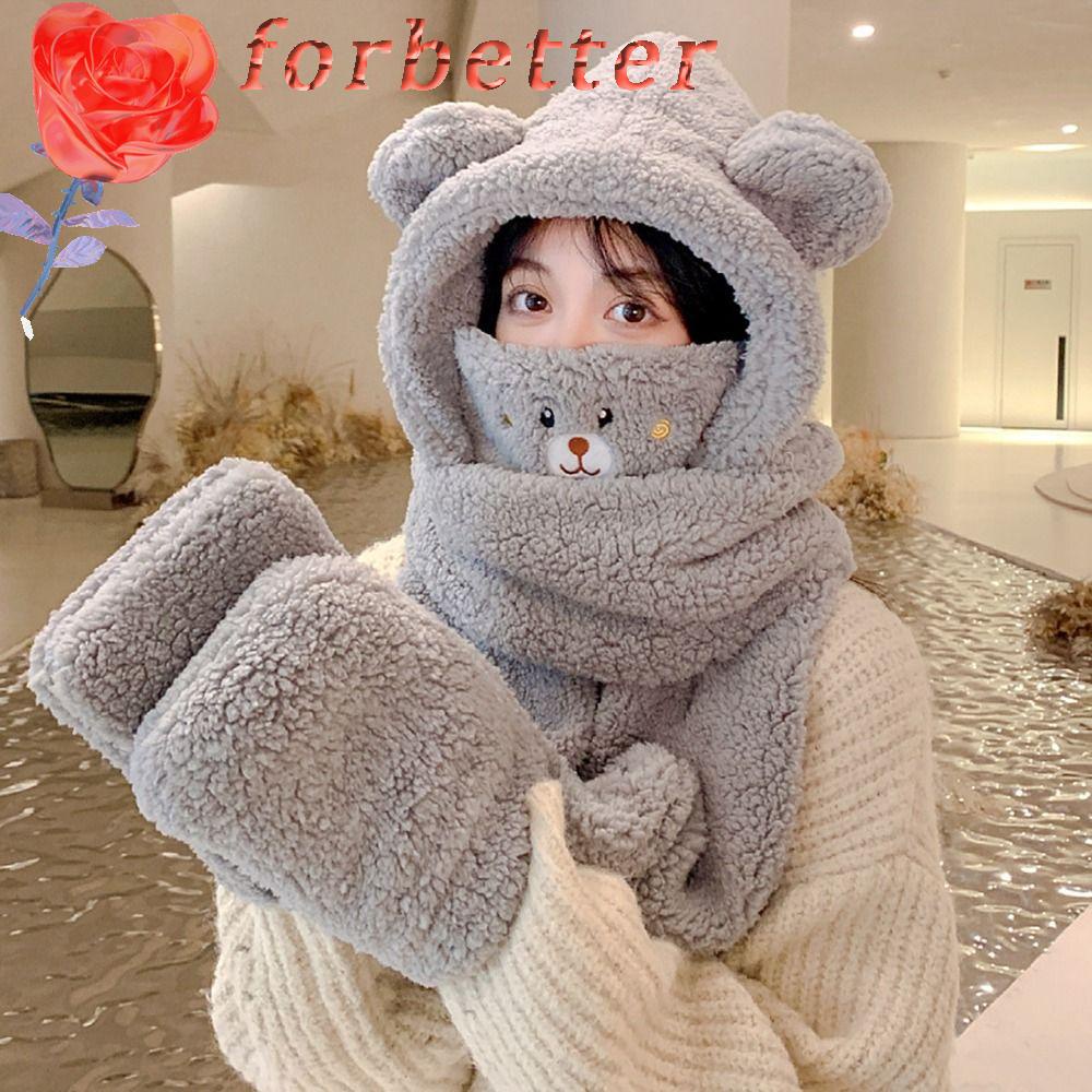 Mũ Lông Cừu Bảo Vệ Tai Kèm Mặt Nạ Kiểu Hoạt Hình Phong Cách Hàn Quốc Cho Nữ