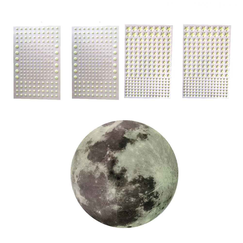 Bộ 5 Miếng Dán Tường Hình Trăng Sao Hiệu Ứng Dạ Quang