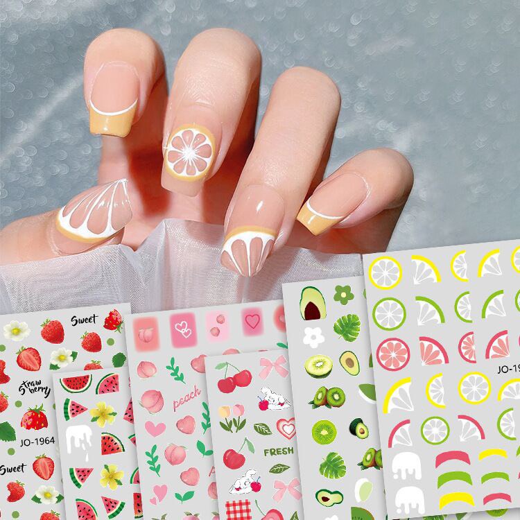 Sticker nail dán móng tay hình trái cây đa dạng kiểu dáng, hình dán trang trí móng tay trái cây