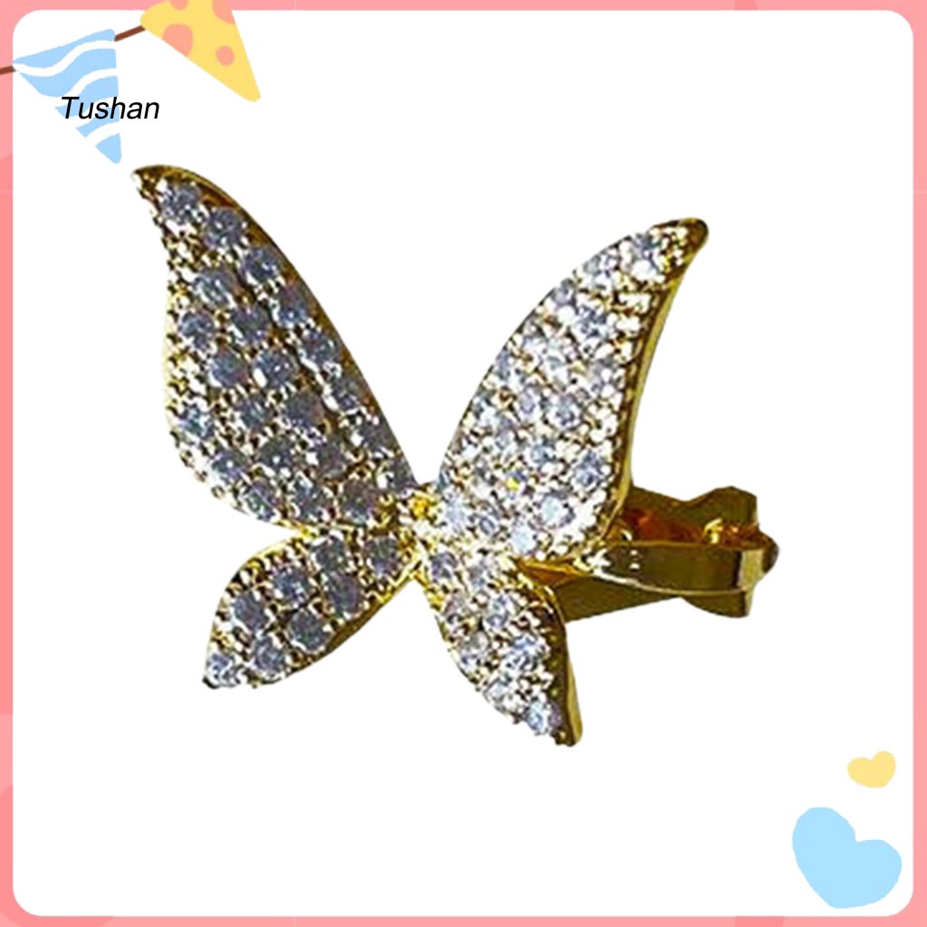 1 Khuyên Vành Tai Hình Bướm Đính Đá Lấp Lánh Thời Trang