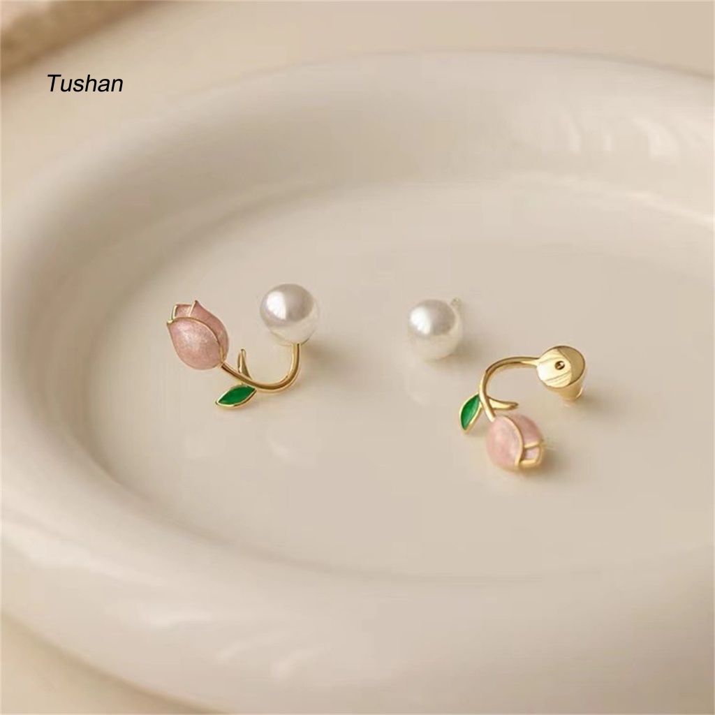 1 Đôi Bông Tai Hình Hoa Đính Ngọc Trai Giả Phong Cách Hàn Quốc Dành Cho Nữ