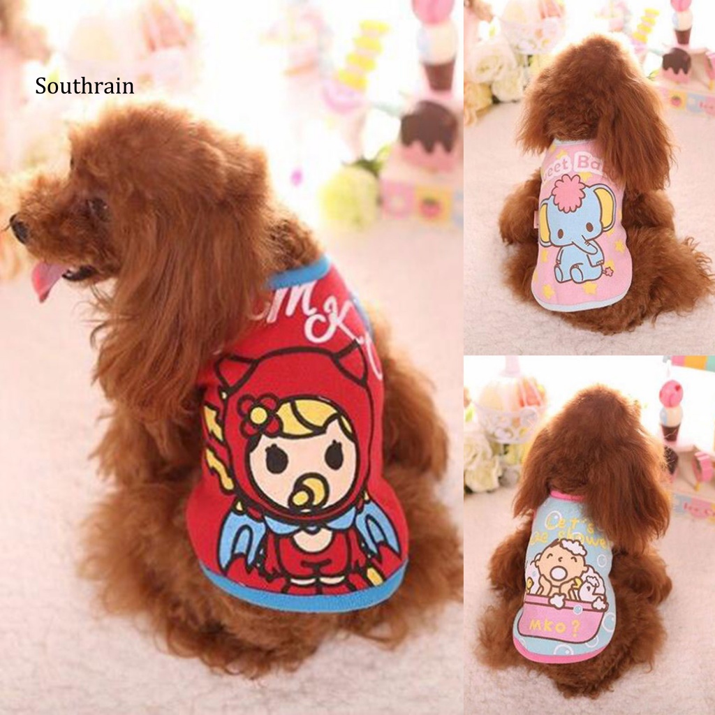 Áo Sweater Cotton Cổ Tròn In Họa Tiết Hoạt Hình Dành Cho Cún Cưng