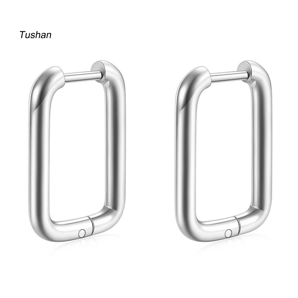 1 Đôi Bông Tai Hình Học Bằng Thép Titan Mạ Điện Không Phai Màu Thời Trang