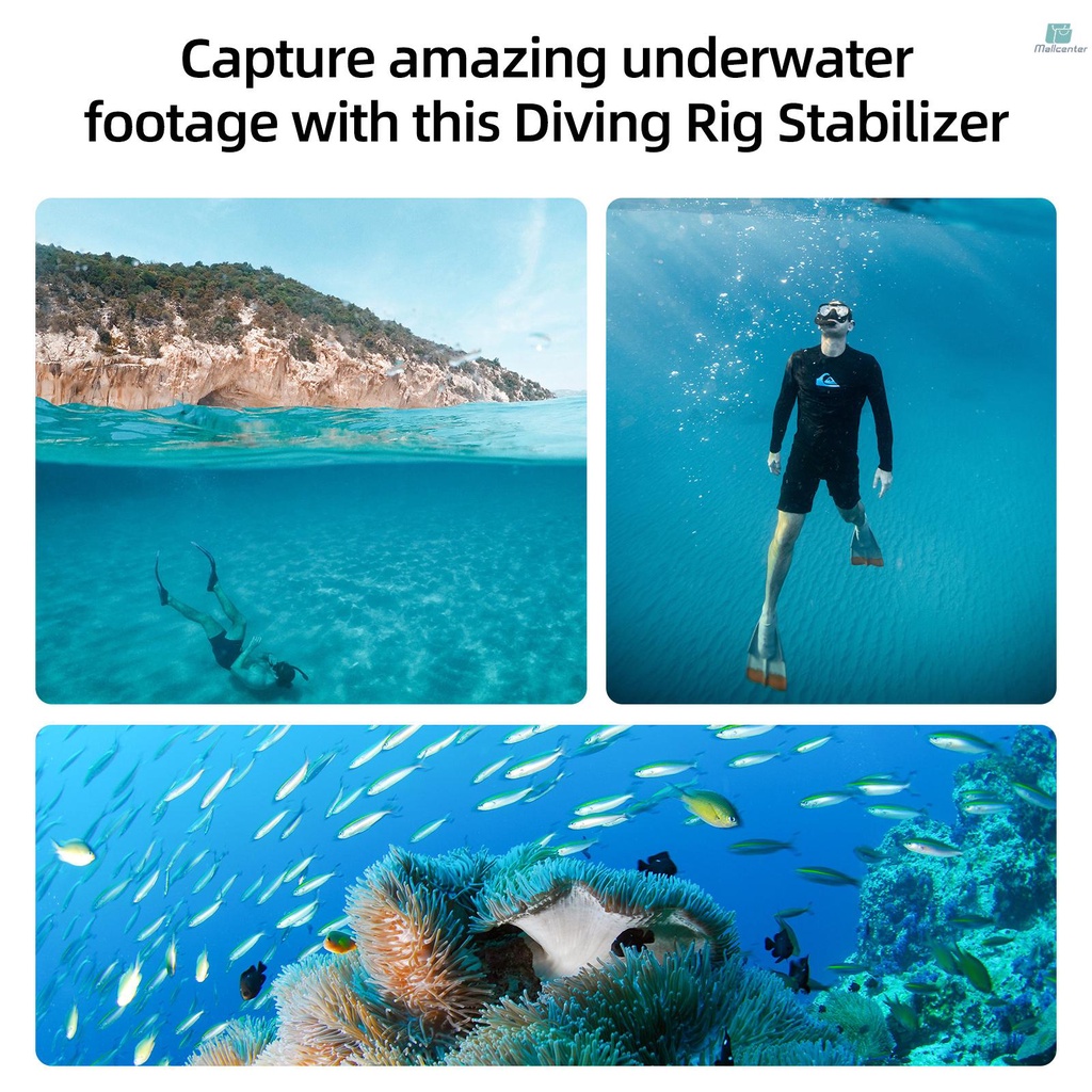 TELESIN GP-DMP-T10 Waterproof Dome Port Replacement for   11/10/9/8/7/6/5 with 30M Waterproof Housing Dual Handle Stabilizer Sports Camera Diving Rig Set for Underwater Photos Videos