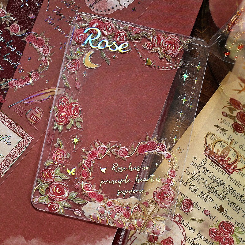 Bộ 3 Miếng Dán Hình Hoàng Tử Bé Và Hoa Hồng Mạ Vàng Dùng Trang Trí Sổ Tay