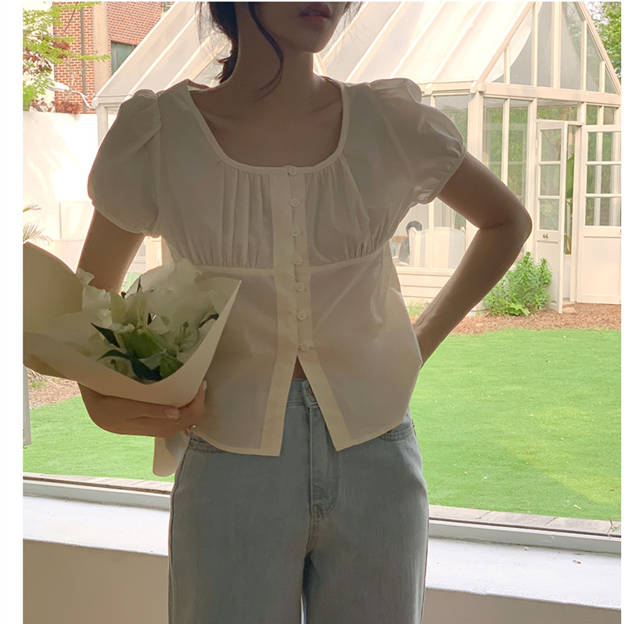 SUXI Áo Sơ Mi Tay Ngắn Cổ Thuyền Dáng Rộng Màu Sắc Đơn Giản Phong Cách Hàn Quốc Thời Trang Mùa Hè Cho Nữ