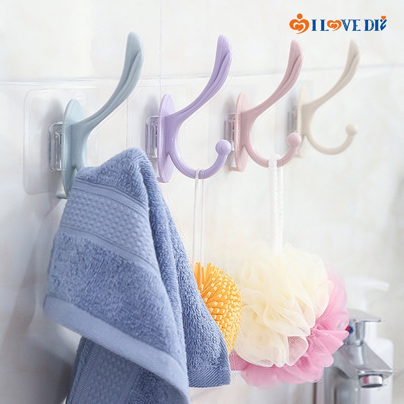 Móc Treo Đồ Dán Tường Bằng Nhựa Họa Tiết Hình Học Sáng Tạo Tiết Kiệm Không Gian Không Để Lại Dấu Vết