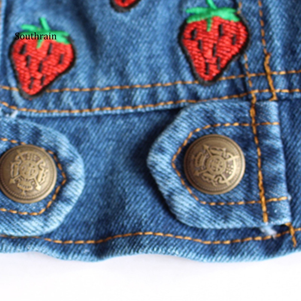 Áo Denim Không Tay Cổ Bẻ Thân Thiện Với Da Mùa Xuân Cho Cún Cưng
