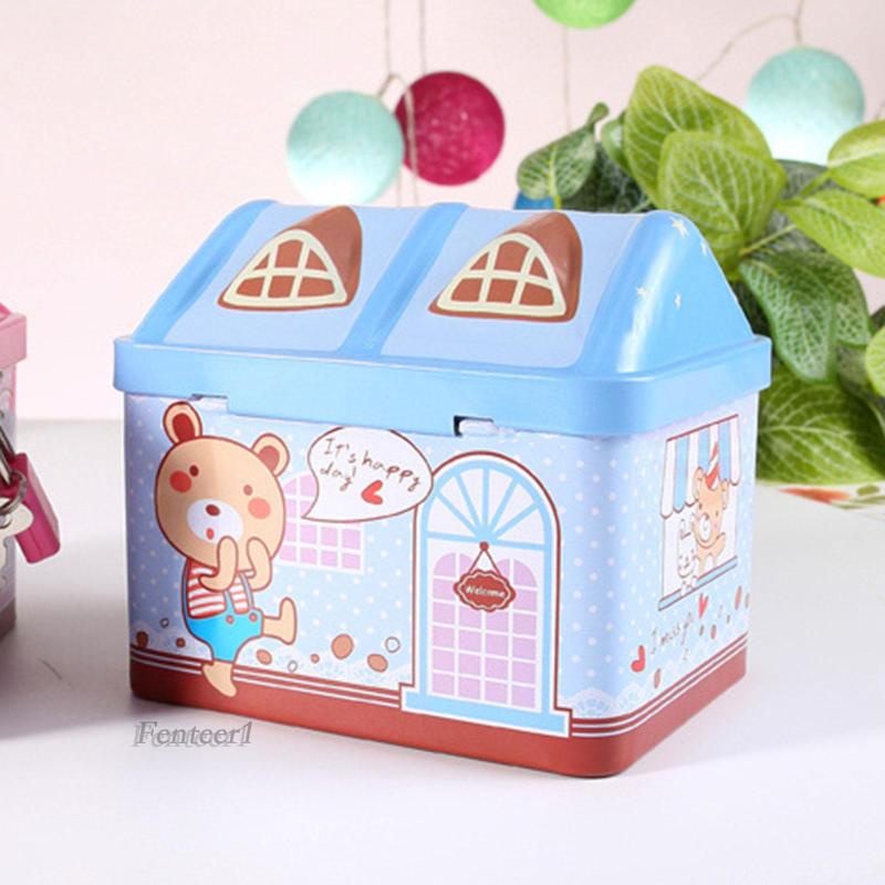 [Fenteer1] Hộp Đựng Tiền Xu / Chìa Khóa Hoạt Hình Nhỏ Có Khóa Để Bàn Phòng Khách