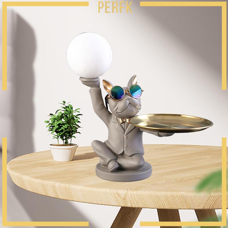 Mô Hình Tượng Chó Có Đèn Ngủ Kèm Khay Để Bàn Trang Trí Lễ Hội