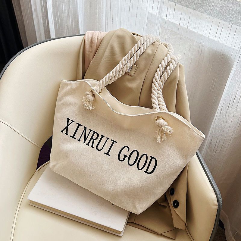 M9-Túi Xách Canvas Dây Thừng Cotton Phong Cách Hàn Quốc Hợp Thời Trang Cho Nữ