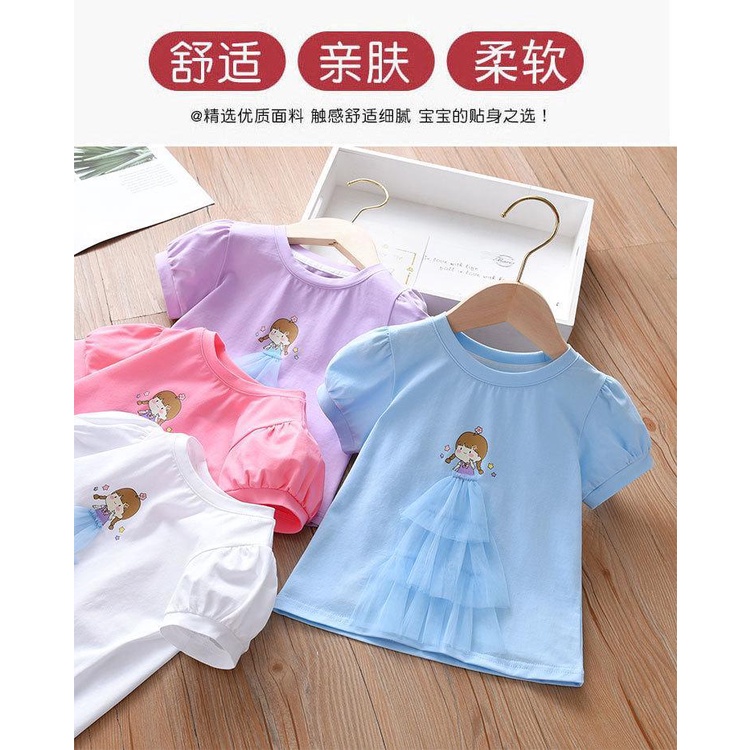 Áo Thun Cotton Tay Ngắn Mùa Hè 8D Phong Cách Mới 2023 Cho Bé Gái