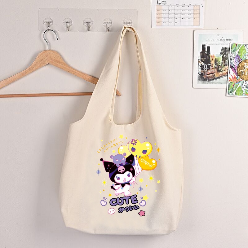 Túi Xách Đeo Vai Cỡ Lớn In Họa Tiết Hoạt Hình Sanrio Kuromi HelloKitty Pochacco Dễ Thương Thời Trang Cho Nữ