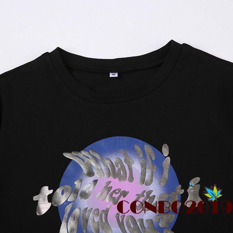 Áo Thun Nữ Ngắn Tay In Chữ Phong Cách Trừu Tượng