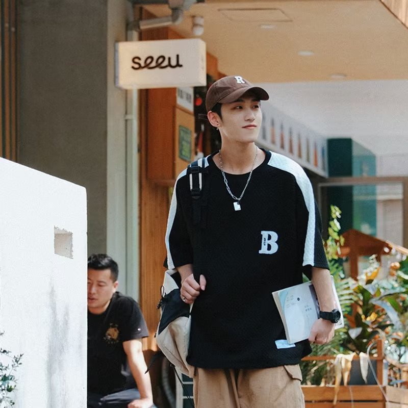 Set Đồ Thể Thao Ngắn Tay Form Rộng Phong Cách Đường Phố Mùa Hè Cho Nam