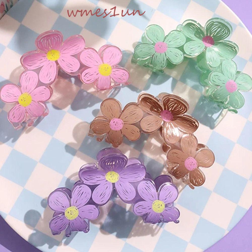 Kẹp Tóc Đuôi Ngựa Cỡ Lớn Họa Tiết Hoa / Cá Mập Kiểu Hàn Quốc Xinh Xắn Cho Bạn Gái WMES15H