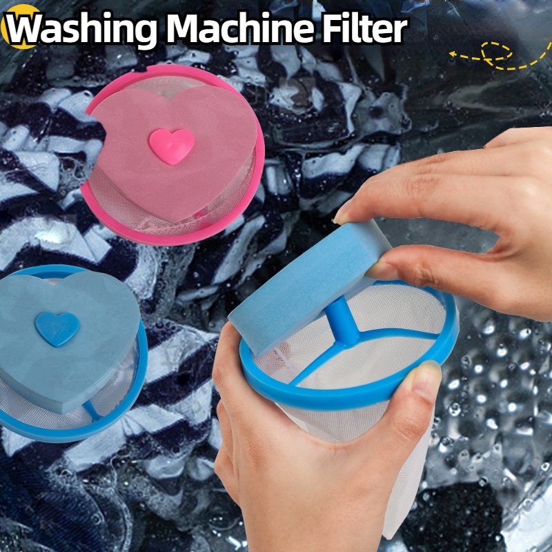 Túi Lưới Lọc Máy Giặt Hình Trái Tim Màu Hồng / Xanh Dương Chất Lượng Cao Có Thể Tái Sử Dụng