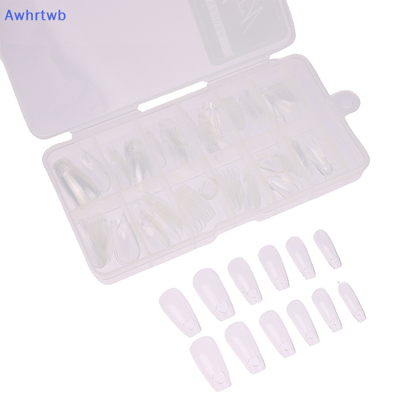 Bộ 120 Móng Tay Giả Họa Tiết Trái Tim Rỗng Chất Liệu Acrylic Mới