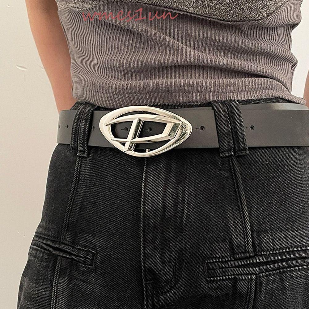 Thắt Lưng Khóa Kim Loại Bản Rộng In Chữ D WMES15H Thời Trang Đường Phố Hàn Quốc Cho Nam Y2k