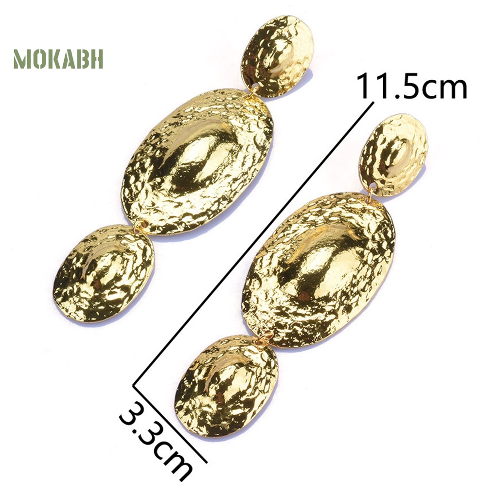 1 Đôi Bông Tai Dáng Dài Bằng Kim Loại Mạ Điện Sáng Bóng Phong Cách Âu Mỹ Dành Cho Nữ