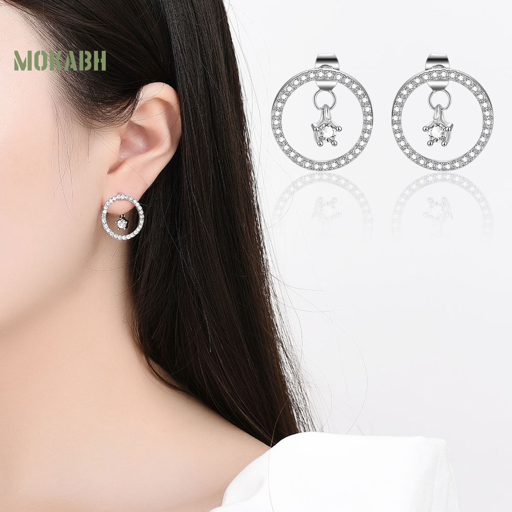 1 Đôi Bông Tai Hình Tròn Đính Đá Lấp Lánh Thời Trang Dành Cho Nữ