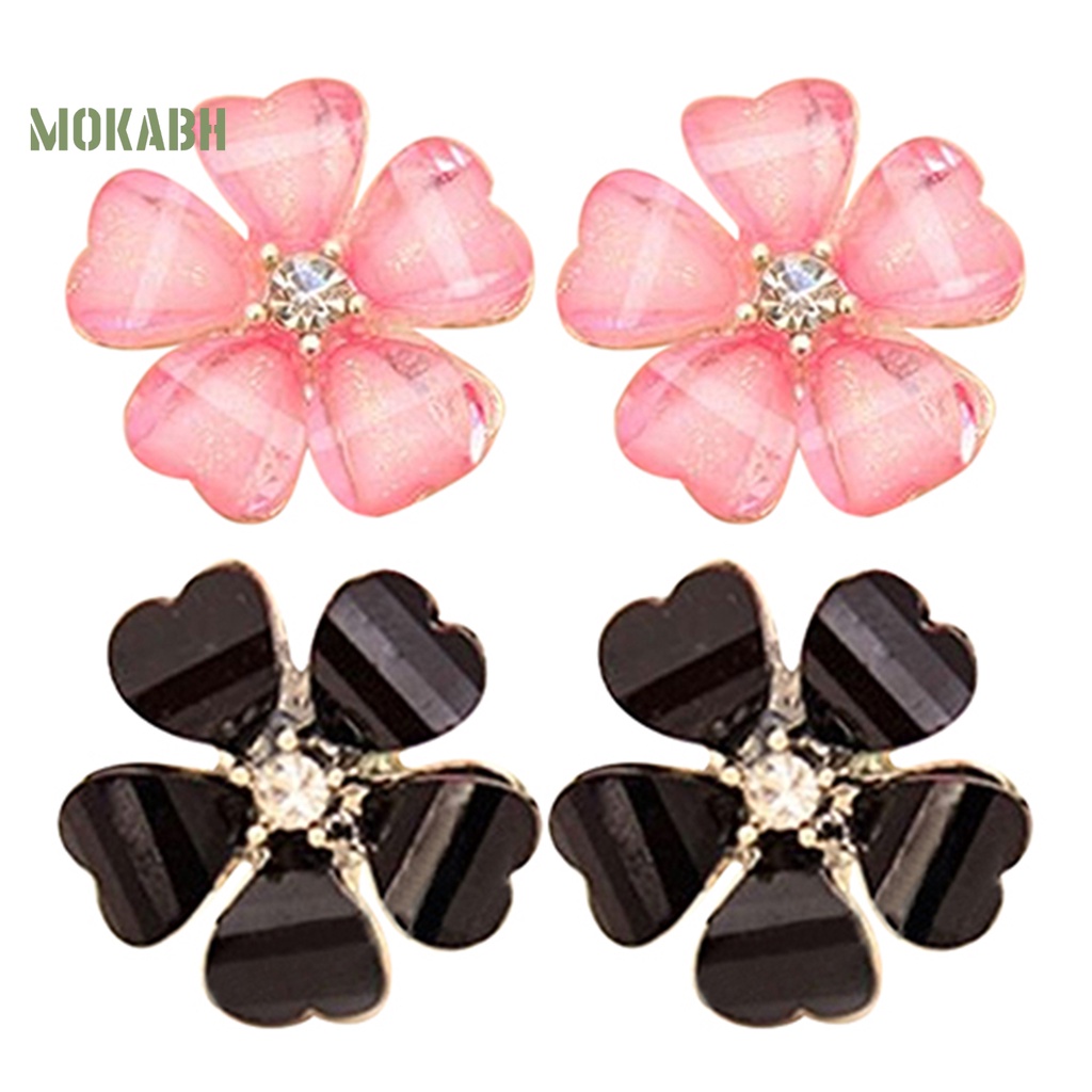 Bông Tai Hình Cánh Hoa Bằng Hợp Kim Đính Đá Lấp Lánh Tinh Tế Thời Trang Cho Nữ