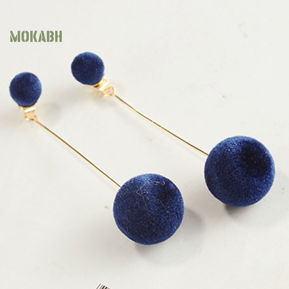 Bông Tai Hai Mặt Dáng Dài Đính Bóng Lông Giả Thời Trang Cho Nữ