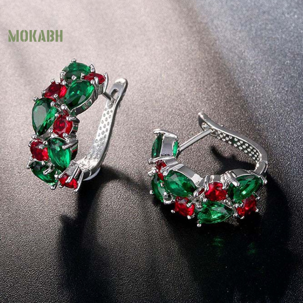 1 Đôi Bông Tai Kẹp Đính Đá Nhiều Màu Phong Cách Âu Mỹ Thanh Lịch Dành Cho Nữ Mặc Hàng Ngày