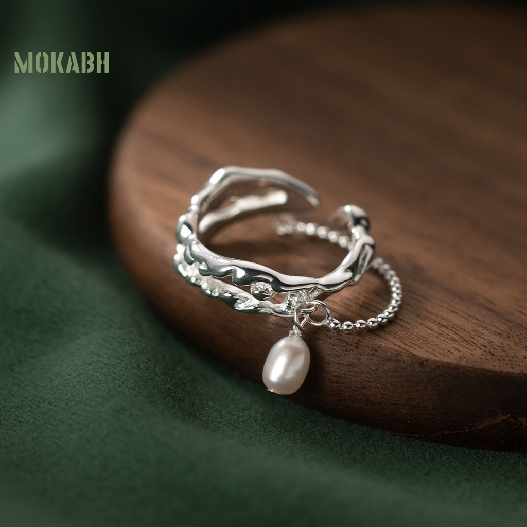 [Mới] Nhẫn Hở Hai Lớp Đính Ngọc Trai Nhân Tạo Mạ Điện Không Cần Điều Chỉnh Trang Sức Hiện Đại Thời Trang Dành Cho Nữ