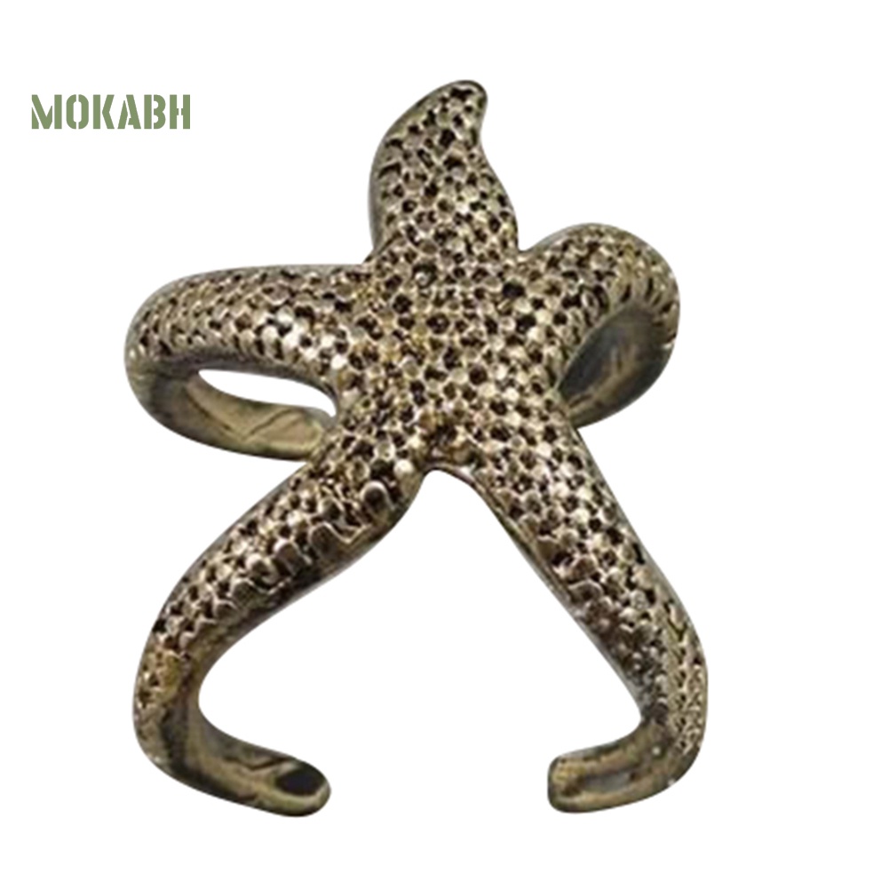 [Hot] Nhẫn Hở Hình Sao Biển Bằng Đồng Phong Cách Punk Cổ Điển