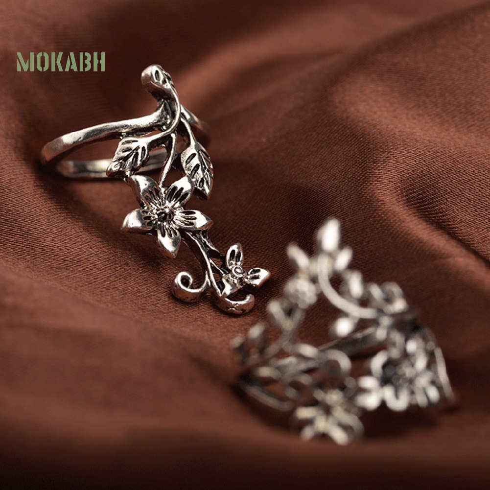 Bộ 4 Nhẫn Midi Đeo Khớp Ngón Tay Hình Hoa Lá Kiểu Vintage Thời Trang Cho Nữ