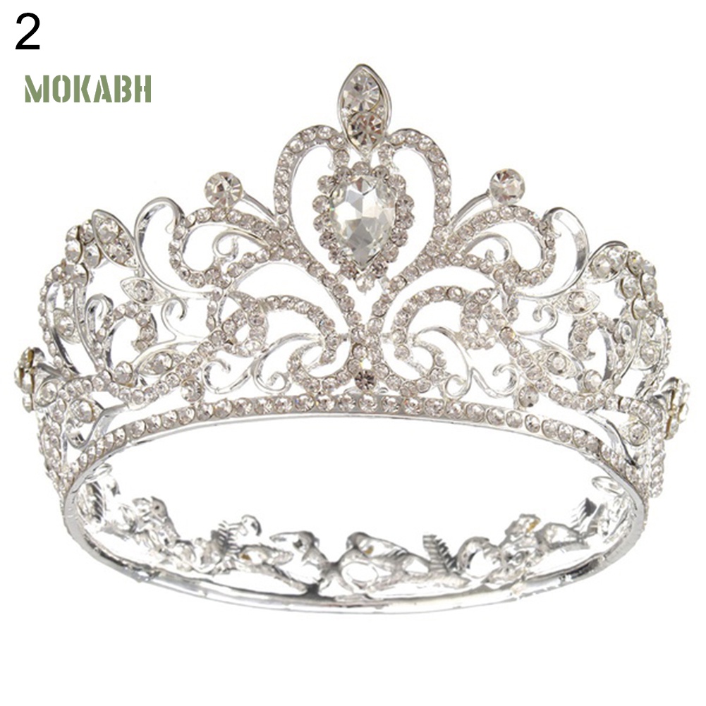 Vương Miện Tròn Đính Đá Lấp Lánh Thanh Lịch Dành Cho Cô Dâu