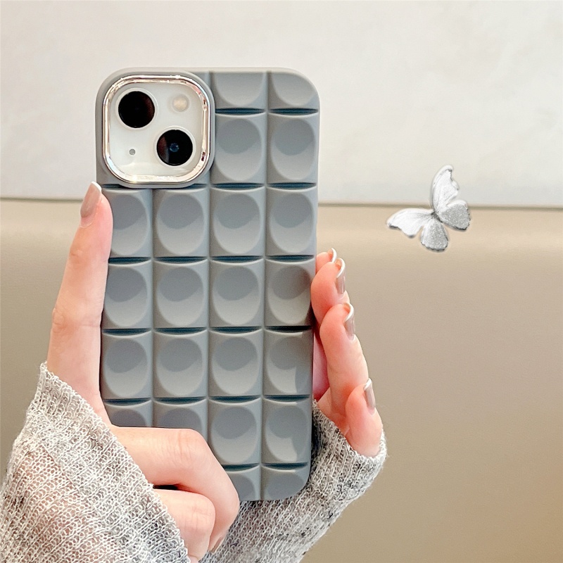 Ốp Điện Thoại Silicon Mềm Chống Sốc Dập Nổi Họa Tiết Ca Rô Đơn Giản Dành Cho iPhone 14 13 12 11 Pro 14 Plus